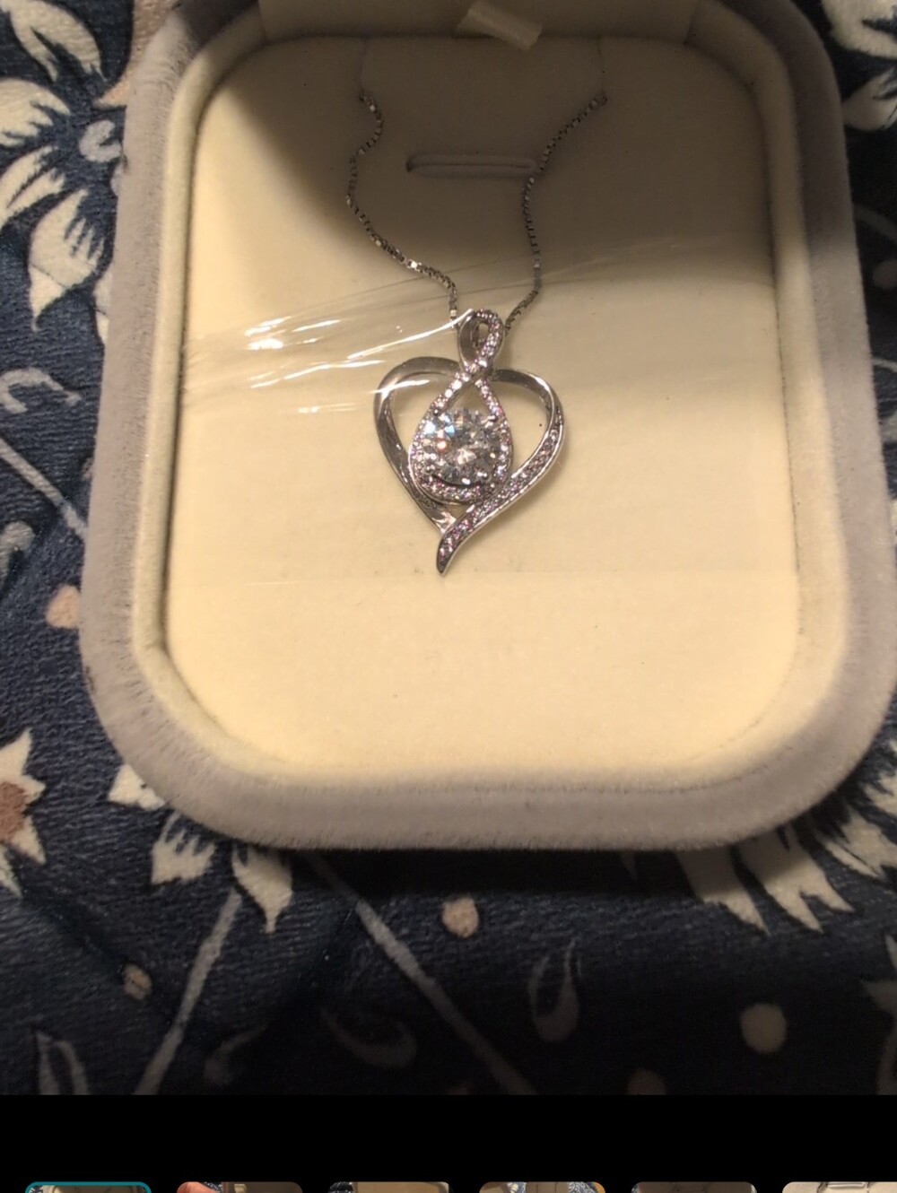 Silver Heart and Infinity Pendant Necklace with Clear Stones